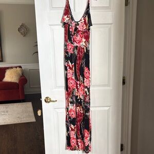 Express Floral Maxi Dress - Black and Pink